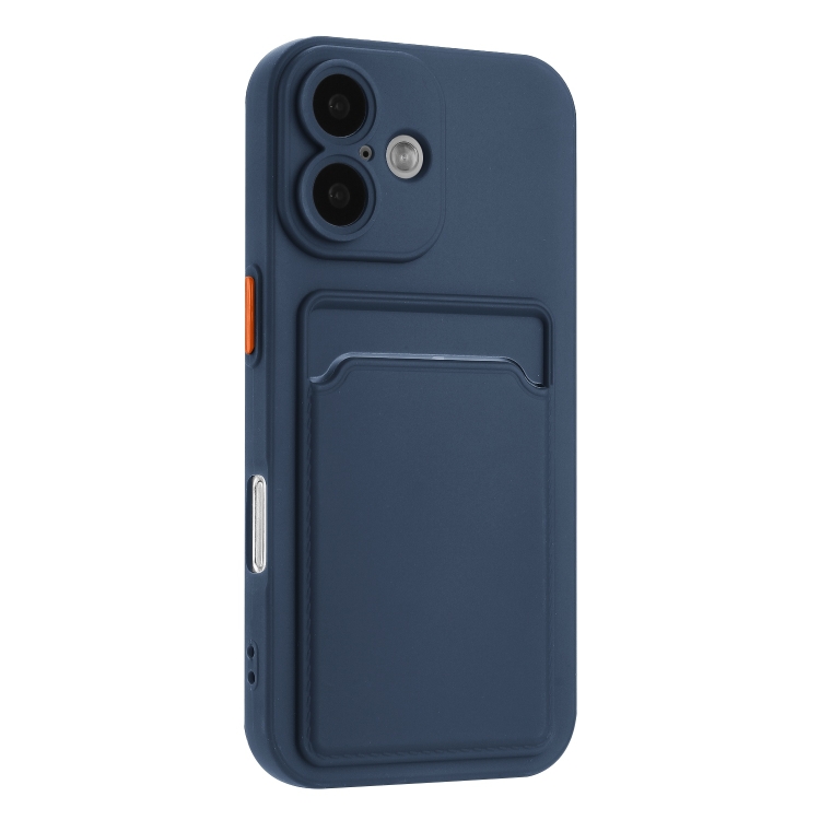 For iPhone 16 Plus Skin Feel Card Contrast Color Button TPU Phone Case(Dark Blue) For iPhone 16 Plus Skin Feel Card Contrast Color Button TPU Phone Case(Dark Blue)