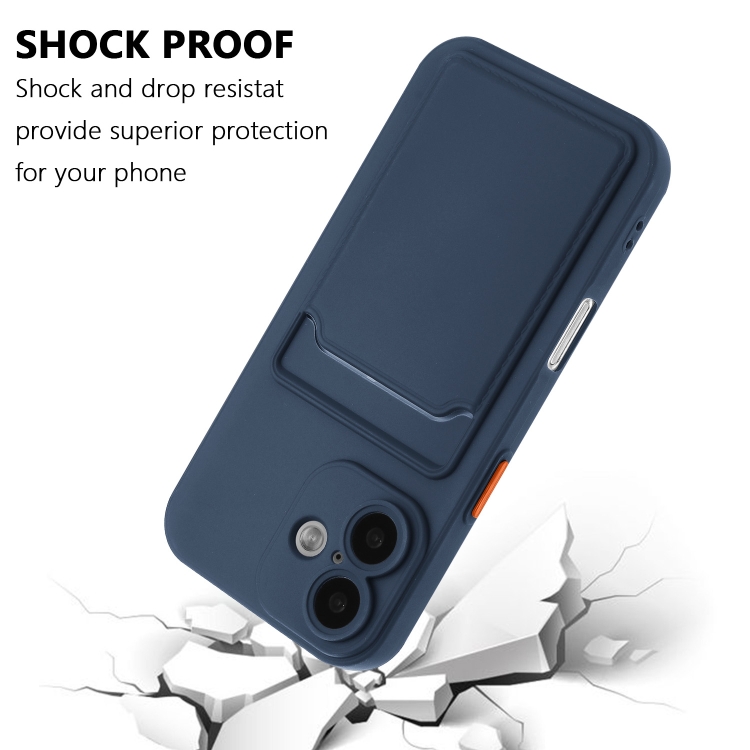 For iPhone 16 Plus Skin Feel Card Contrast Color Button TPU Phone Case(Dark Blue) For iPhone 16 Plus Skin Feel Card Contrast Color Button TPU Phone Case(Dark Blue)