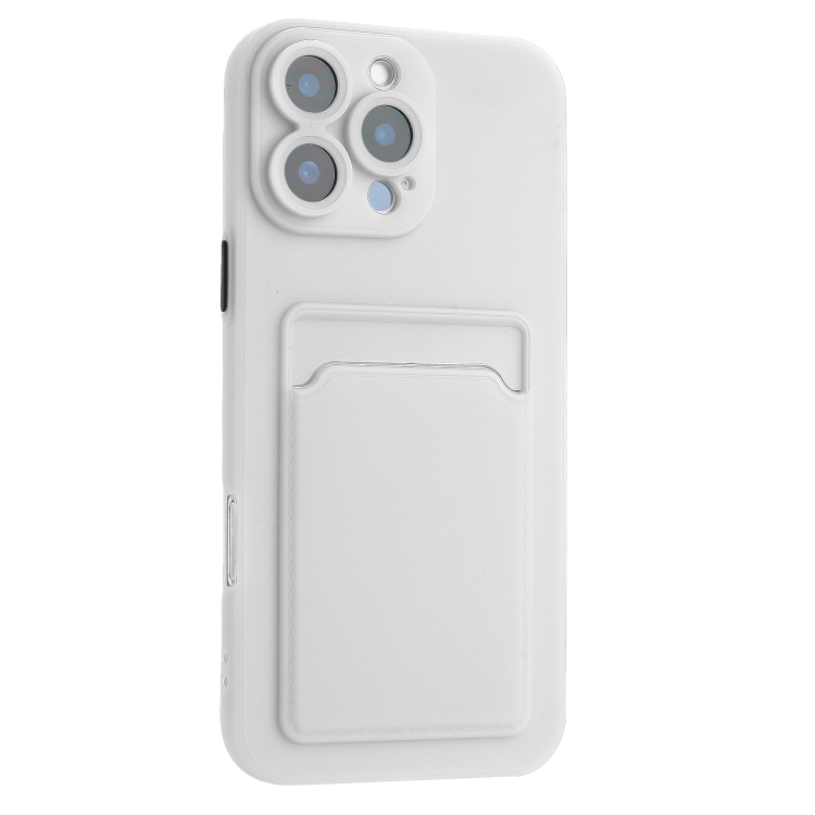 For iPhone 16 Pro Skin Feel Card Contrast Color Button TPU Phone Case(White) For iPhone 16 Pro Skin Feel Card Contrast Color Button TPU Phone Case(White)