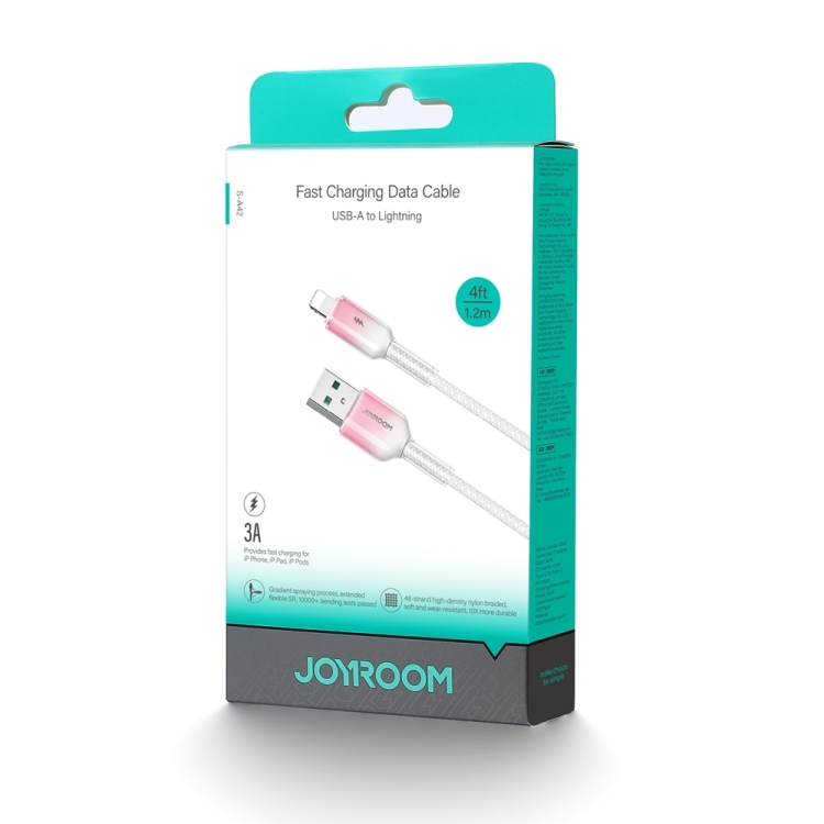 JOYROOM S-A42 Crystal Clear Series Fast Charging Data Cable, USB to 8 Pin Cable, Length: 1.2m(White) JOYROOM S-A42 Crystal Clear Series Fast Charging Data Cable, USB to 8 Pin Cable, Length: 1.2m(White)