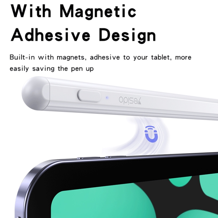 Yesido ST15 Anti-mistouch Magnetic Adhesive Active Universal Capacitive Stylus Pen(White) Yesido ST15 Anti-mistouch Magnetic Adhesive Active Universal Capacitive Stylus Pen(White)