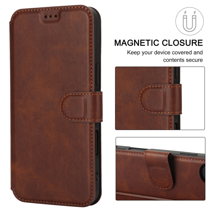 For iPhone 16 Shockproof PU + TPU Leather Phone Case(Brown) For iPhone 16 Shockproof PU + TPU Leather Phone Case(Brown)