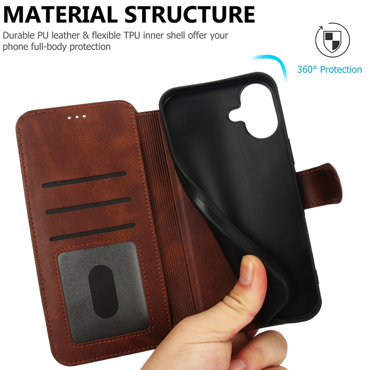 For iPhone 16 Shockproof PU + TPU Leather Phone Case(Brown) For iPhone 16 Shockproof PU + TPU Leather Phone Case(Brown)