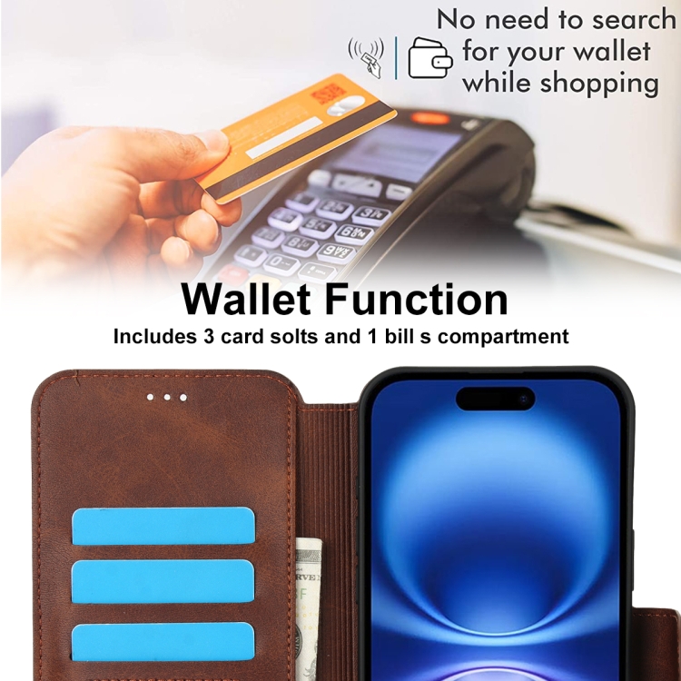 For iPhone 16 Shockproof PU + TPU Leather Phone Case(Brown) For iPhone 16 Shockproof PU + TPU Leather Phone Case(Brown)