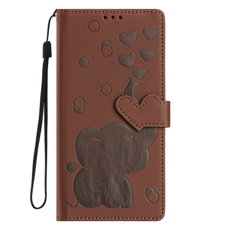 For Samsung Galaxy S24+ 5G Cartoon Elephant Embossed Leather Phone Case(Brown)