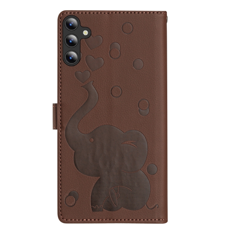 For Samsung Galaxy S23 FE 5G Cartoon Elephant Embossed Leather Phone Case(Brown) For Samsung Galaxy S23 FE 5G Cartoon Elephant Embossed Leather Phone Case(Brown)