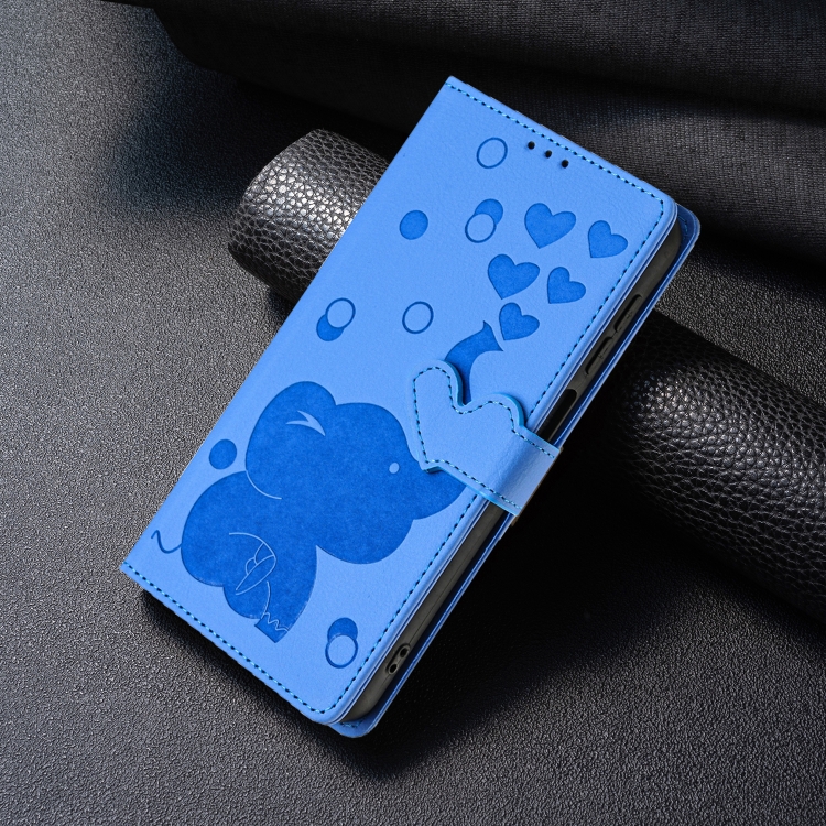 For Samsung Galaxy S25 5G Cartoon Elephant Embossed Leather Phone Case(Blue) For Samsung Galaxy S25 5G Cartoon Elephant Embossed Leather Phone Case(Blue)