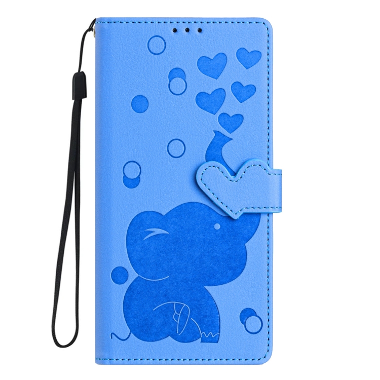 For Samsung Galaxy S25 5G Cartoon Elephant Embossed Leather Phone Case(Blue) For Samsung Galaxy S25 5G Cartoon Elephant Embossed Leather Phone Case(Blue)