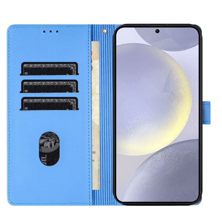 For Samsung Galaxy S25 5G Cartoon Elephant Embossed Leather Phone Case(Blue) For Samsung Galaxy S25 5G Cartoon Elephant Embossed Leather Phone Case(Blue)