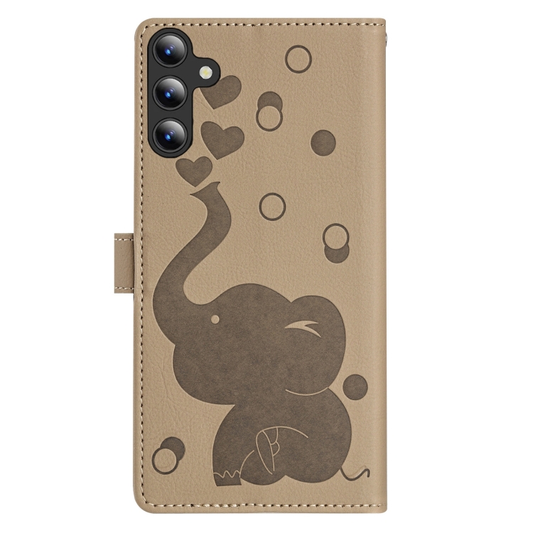 For Samsung Galaxy S25+ 5G Cartoon Elephant Embossed Leather Phone Case(Khaki) For Samsung Galaxy S25+ 5G Cartoon Elephant Embossed Leather Phone Case(Khaki)
