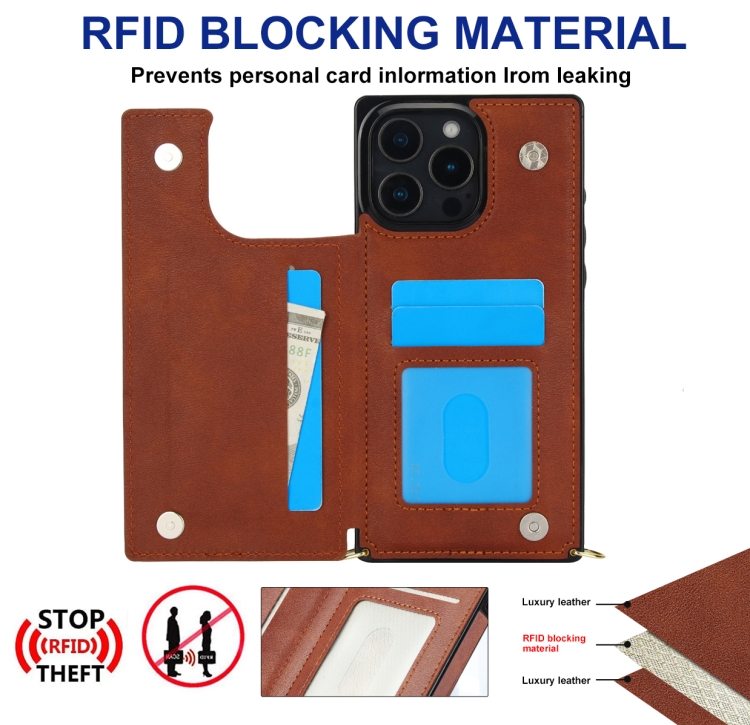 For iPhone 16 Pro Cross-body Square Dual-Buckle Card Flip Wallet Phone Case(Brown) For iPhone 16 Pro Cross-body Square Dual-Buckle Card Flip Wallet Phone Case(Brown)