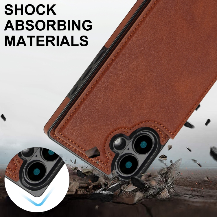 For iPhone 16 Cross-body Square Dual-Buckle Card Flip Wallet Phone Case(Brown) For iPhone 16 Cross-body Square Dual-Buckle Card Flip Wallet Phone Case(Brown)