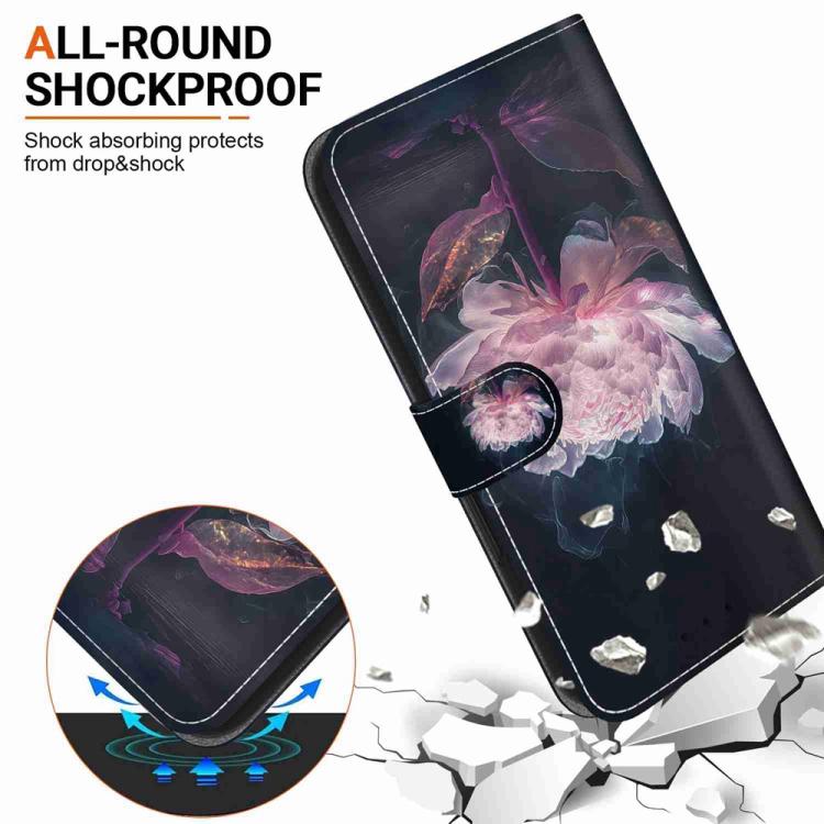 For Motorola Moto G67 5G / Moto G77 5G Crystal Texture Colored Drawing Leather Phone Case(Purple Peony)