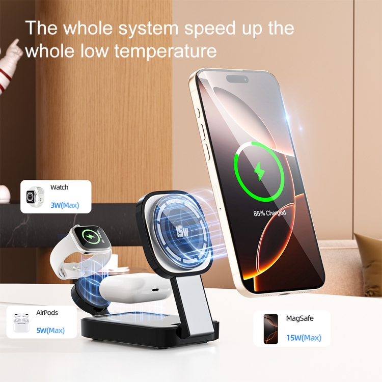 C40 Folding 3 in 1 MagSafe Magnetic Wireless Charger with LED Light(Black) C40 Folding 3 in 1 MagSafe Magnetic Wireless Charger with LED Light(Black)