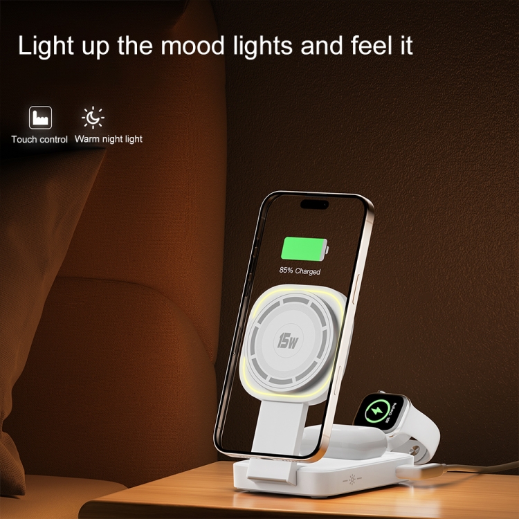 C40 Folding 3 in 1 MagSafe Magnetic Wireless Charger with LED Light(Black) C40 Folding 3 in 1 MagSafe Magnetic Wireless Charger with LED Light(Black)