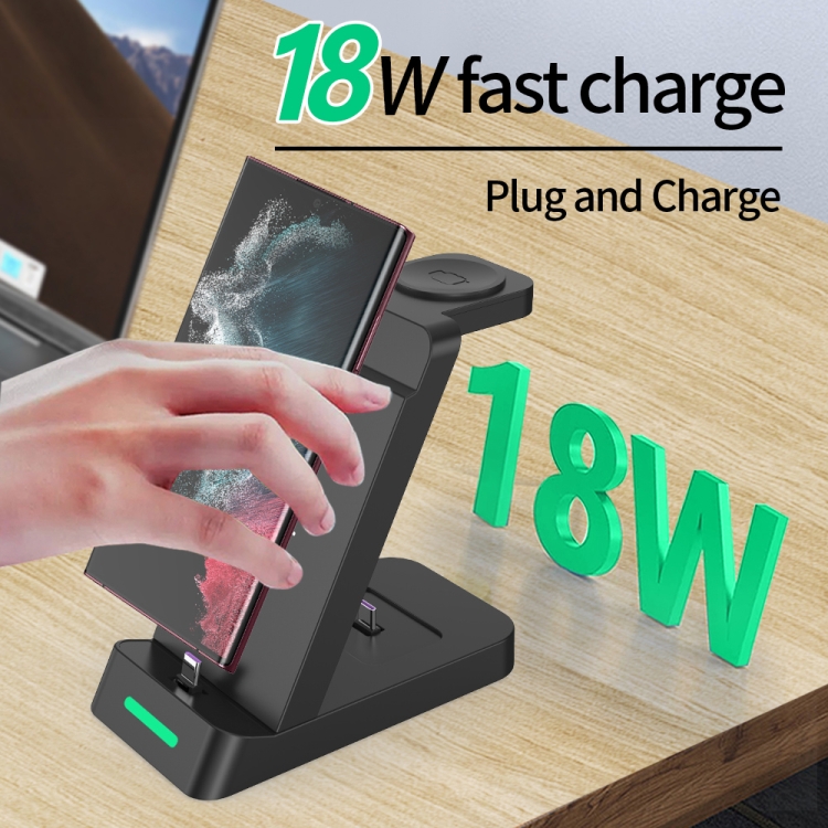 B20 18W Type-C 3-in-1 Vertical Charging Stand Phone Holder for Samsung Watch / Galaxy Buds(White) B20 18W Type-C 3-in-1 Vertical Charging Stand Phone Holder for Samsung Watch / Galaxy Buds(White)