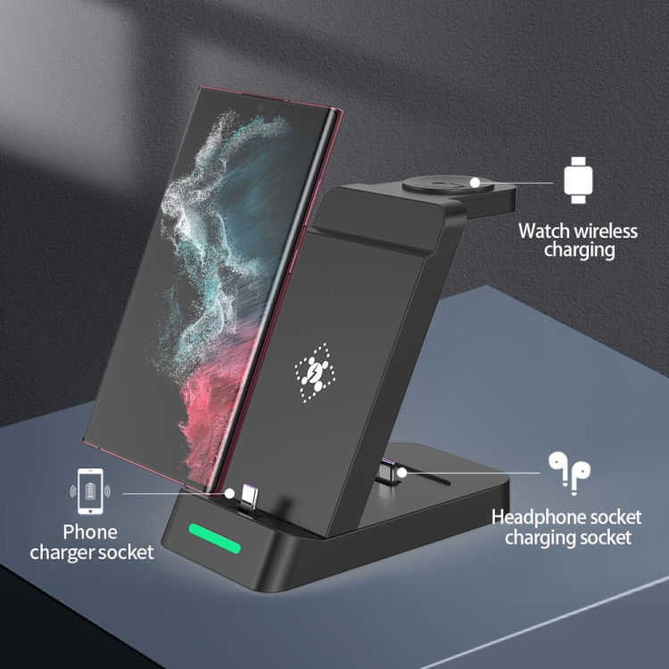 B20 18W Type-C 3-in-1 Vertical Charging Stand Phone Holder for Samsung Watch / Galaxy Buds(White) B20 18W Type-C 3-in-1 Vertical Charging Stand Phone Holder for Samsung Watch / Galaxy Buds(White)