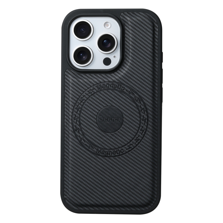 For iPhone 16 Pro Max Denior Carbon Fiber Texture Leather MagSafe Phone Case(Black) For iPhone 16 Pro Max Denior Carbon Fiber Texture Leather MagSafe Phone Case(Black)