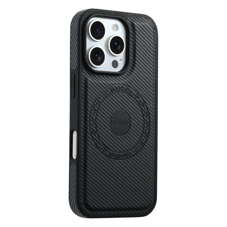 For iPhone 16 Pro Max Denior Carbon Fiber Texture Leather MagSafe Phone Case(Black) For iPhone 16 Pro Max Denior Carbon Fiber Texture Leather MagSafe Phone Case(Black)