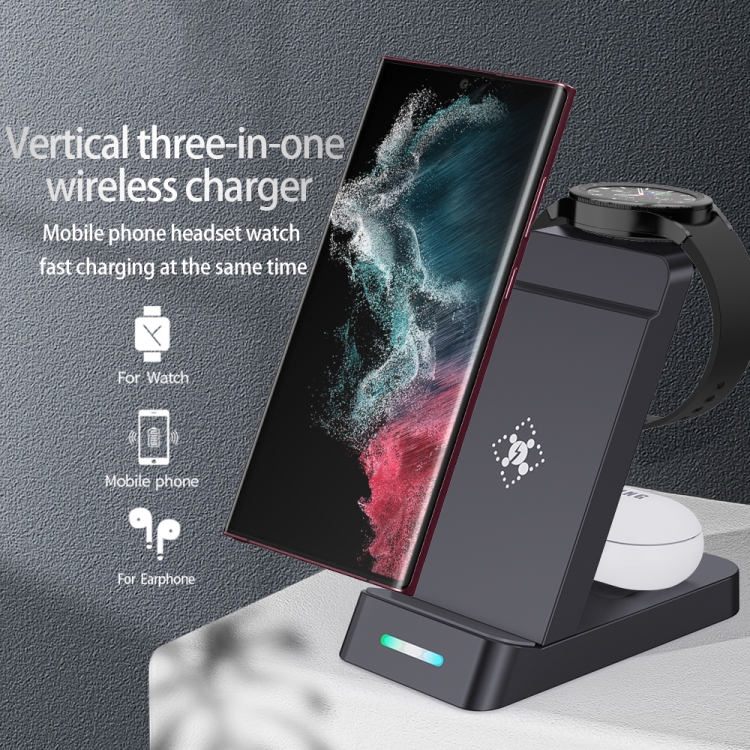 B20A 15W Qi Wireless Charger 3-in-1 Vertical Stand Phone Holder for Samsung Watch / Galaxy Buds(White) B20A 15W Qi Wireless Charger 3-in-1 Vertical Stand Phone Holder for Samsung Watch / Galaxy Buds(White)