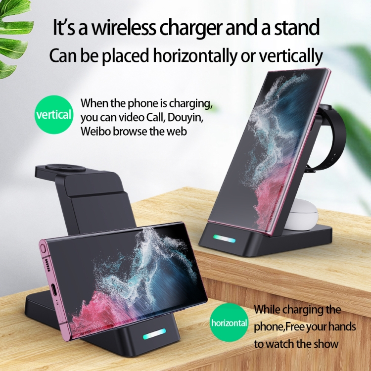 B20A 15W Qi Wireless Charger 3-in-1 Vertical Stand Phone Holder for Samsung Watch / Galaxy Buds(White) B20A 15W Qi Wireless Charger 3-in-1 Vertical Stand Phone Holder for Samsung Watch / Galaxy Buds(White)