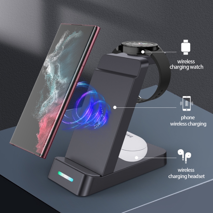 B20A 15W Qi Wireless Charger 3-in-1 Vertical Stand Phone Holder for Samsung Watch / Galaxy Buds(White) B20A 15W Qi Wireless Charger 3-in-1 Vertical Stand Phone Holder for Samsung Watch / Galaxy Buds(White)