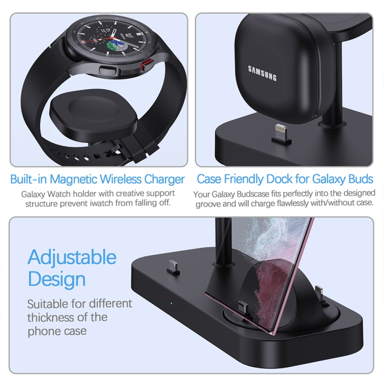 B25 Type-C 4-in-1 Charging Stand Phone Holder for Samsung Watch / Galaxy Buds(White) B25 Type-C 4-in-1 Charging Stand Phone Holder for Samsung Watch / Galaxy Buds(White)