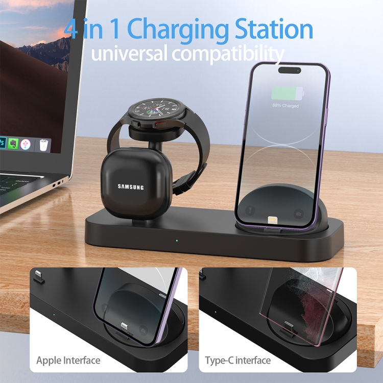 B25 Type-C 4-in-1 Charging Stand Phone Holder for Samsung Watch / Galaxy Buds(White) B25 Type-C 4-in-1 Charging Stand Phone Holder for Samsung Watch / Galaxy Buds(White)