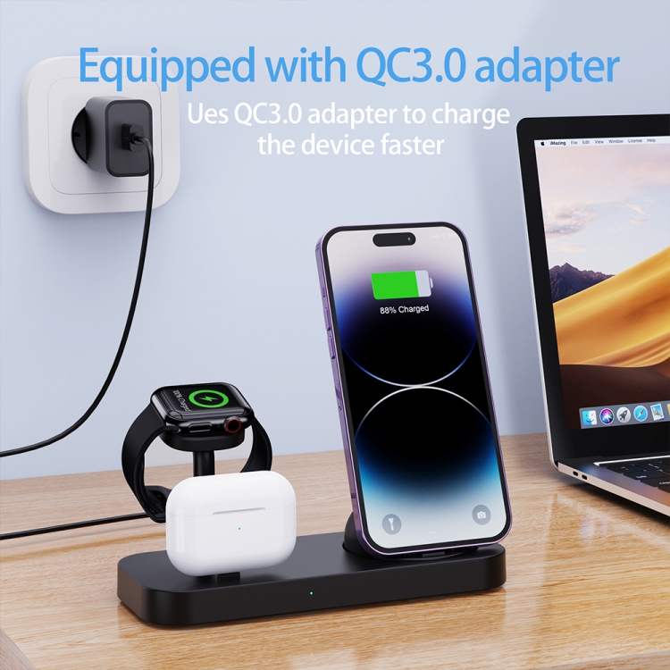 B25 8 Pin 4-in-1 Charging Stand Phone Holder for Apple Watch / AirPods(White) B25 8 Pin 4-in-1 Charging Stand Phone Holder for Apple Watch / AirPods(White)