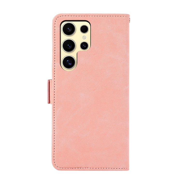 For Samsung Galaxy S25 Ultra 5G ABEEL Frosted Magnetic RFID Leather Phone Case(Pink) For Samsung Galaxy S25 Ultra 5G ABEEL Frosted Magnetic RFID Leather Phone Case(Pink)