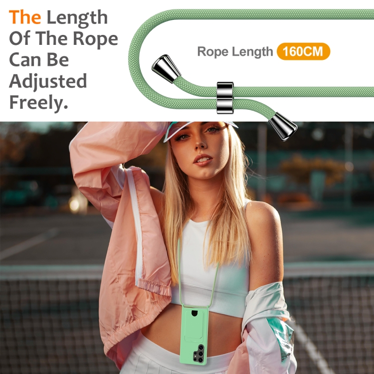 For Samsung Galaxy S25 Ultra 5G Integrated Card Bag Solid Color Liquid Silicone Phone Case with Lanyard(Green) For Samsung Galaxy S25 Ultra 5G Integrated Card Bag Solid Color Liquid Silicone Phone Case with Lanyard(Green)