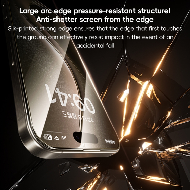 For iPhone 16 Pro Max Benks Black Gold Series 3D Heat Bending Full Glue Full Coverage HD Tempered Film For iPhone 16 Pro Max Benks Black Gold Series 3D Heat Bending Full Glue Full Coverage HD Tempered Film