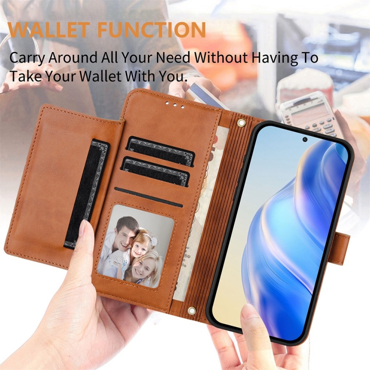 For iPhone 14 / 13 Multi-Card Slots Zipper Wallet Leather Phone Case(Brown) - 3