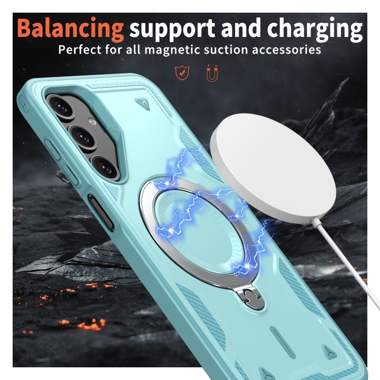 For Samsung Galaxy S24 FE 5G PC Hybrid TPU Armor MagSafe Ring Holder Phone Case(Light Blue) For Samsung Galaxy S24 FE 5G PC Hybrid TPU Armor MagSafe Ring Holder Phone Case(Light Blue)
