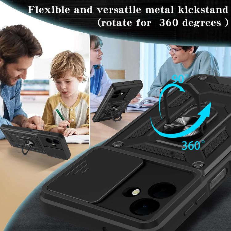 For Samsung Galaxy A07 4G Sliding Camera Cover Design TPU+PC Phone Case(Black)