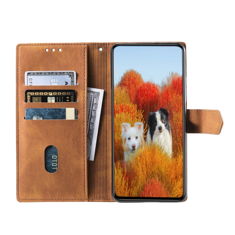For Samsung Galaxy S25 5G TTUDRCH Embossed Line Splicing Leather Phone Case(Brown) For Samsung Galaxy S25 5G TTUDRCH Embossed Line Splicing Leather Phone Case(Brown)