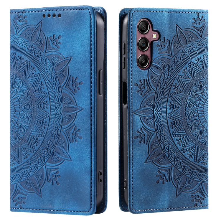 For Samsung Galaxy S25 5G Totem Embossed Magnetic Leather Phone Case(Blue) For Samsung Galaxy S25 5G Totem Embossed Magnetic Leather Phone Case(Blue)