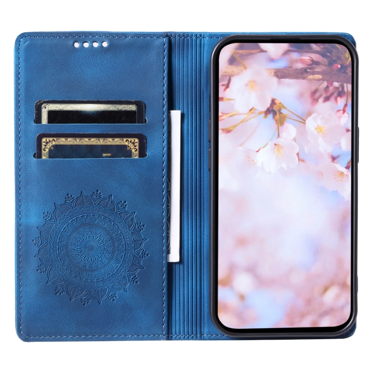 For Samsung Galaxy S25 5G Totem Embossed Magnetic Leather Phone Case(Blue) For Samsung Galaxy S25 5G Totem Embossed Magnetic Leather Phone Case(Blue)