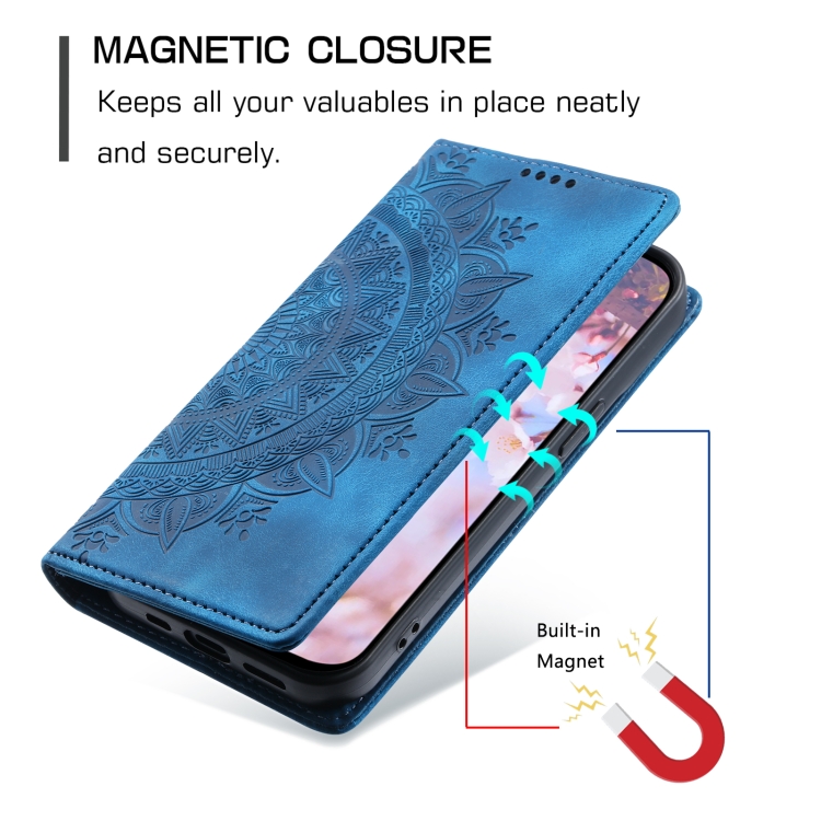 For Samsung Galaxy S25 5G Totem Embossed Magnetic Leather Phone Case(Blue) For Samsung Galaxy S25 5G Totem Embossed Magnetic Leather Phone Case(Blue)