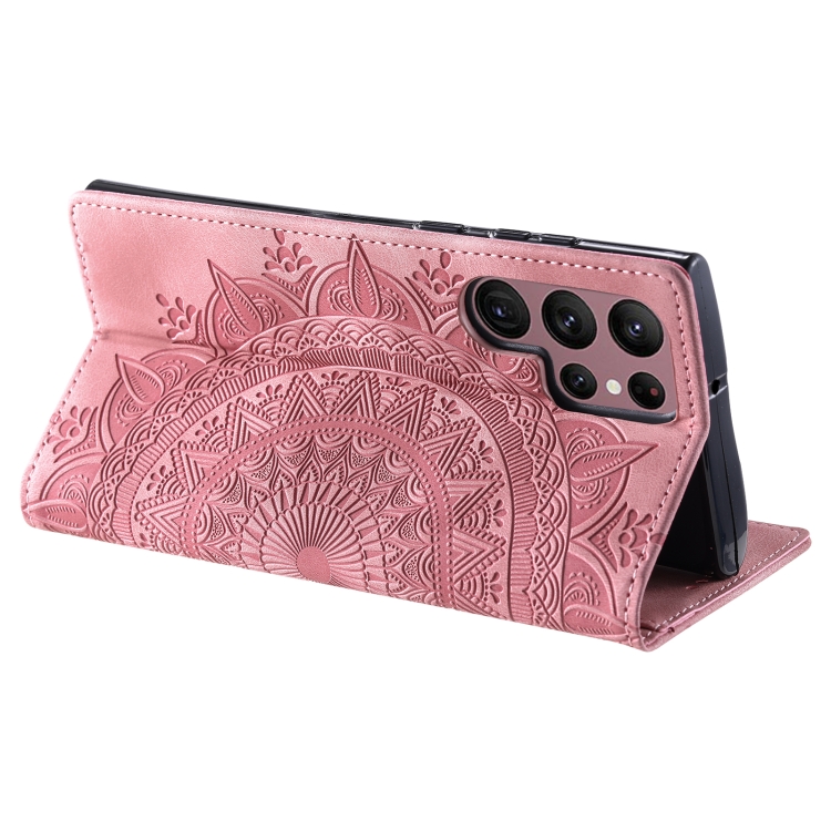 For Samsung Galaxy S25 Ultra 5G Totem Embossed Magnetic Leather Phone Case(Rose Gold) For Samsung Galaxy S25 Ultra 5G Totem Embossed Magnetic Leather Phone Case(Rose Gold)