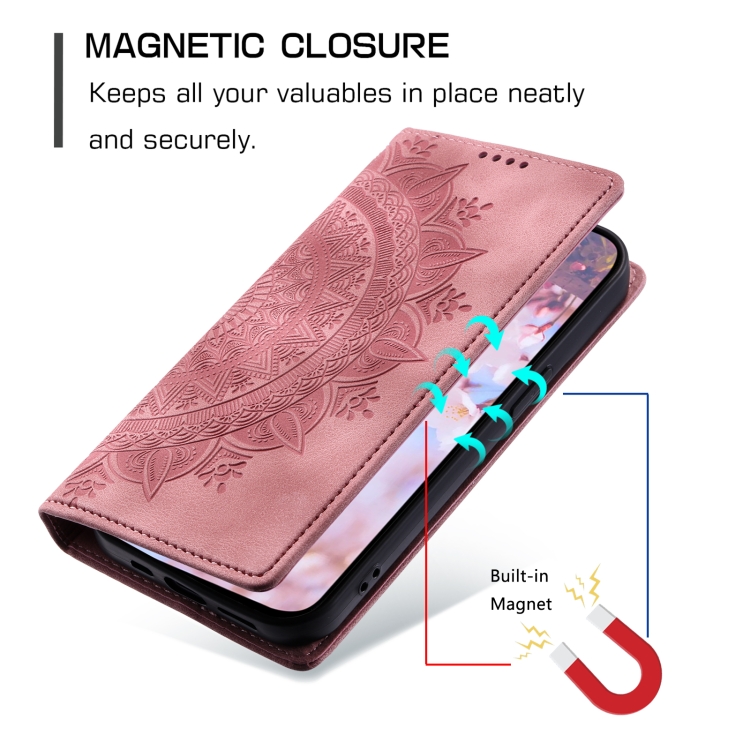 For Samsung Galaxy S25 Ultra 5G Totem Embossed Magnetic Leather Phone Case(Rose Gold) For Samsung Galaxy S25 Ultra 5G Totem Embossed Magnetic Leather Phone Case(Rose Gold)