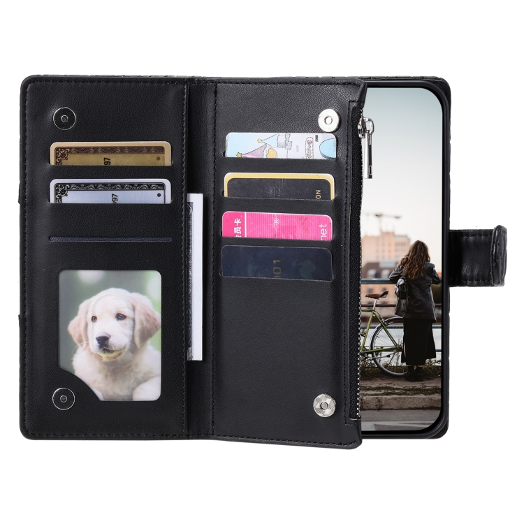 For Samsung Galaxy S25 5G Glitter Lattice Zipper Wallet Leather Phone Case(Black) For Samsung Galaxy S25 5G Glitter Lattice Zipper Wallet Leather Phone Case(Black)