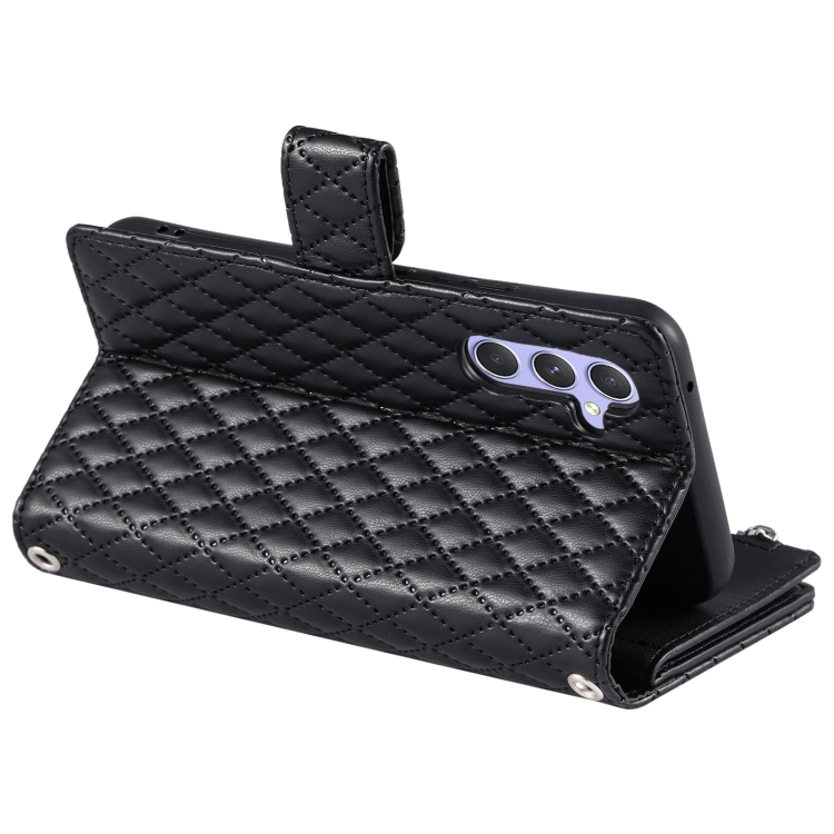 For Samsung Galaxy S25 5G Glitter Lattice Zipper Wallet Leather Phone Case(Black) For Samsung Galaxy S25 5G Glitter Lattice Zipper Wallet Leather Phone Case(Black)