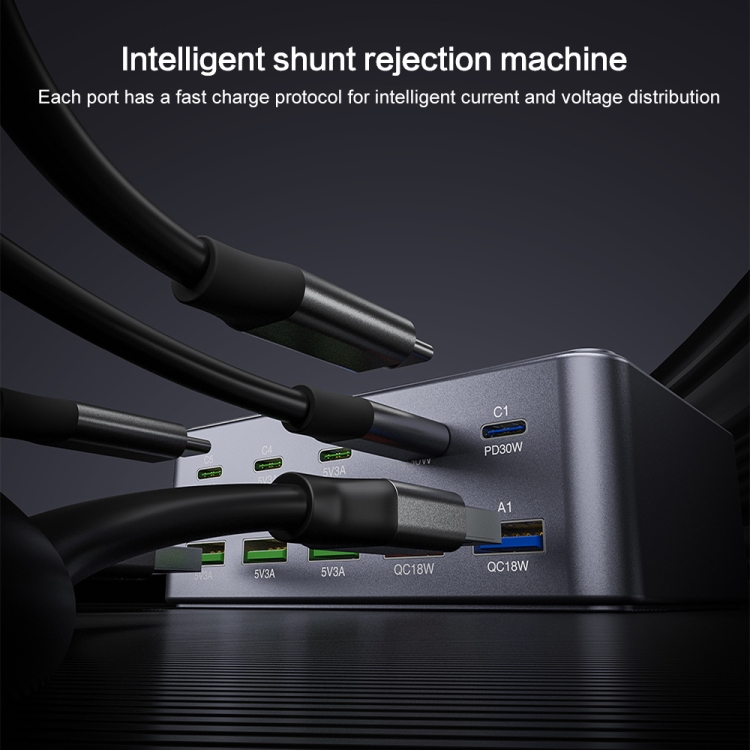 HW33 100W Type-C + USB 10-Port Desktop Fast Charger, Plug Type:US Plug HW33 100W Type-C + USB 10-Port Desktop Fast Charger, Plug Type:US Plug