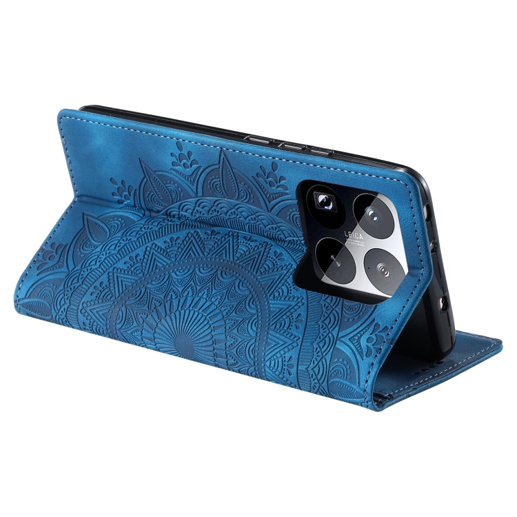 For Xiaomi 15 Pro Totem Embossed Magnetic Leather Phone Case(Blue)