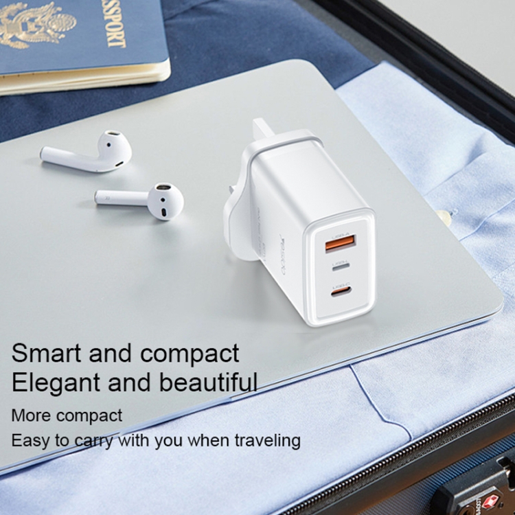 Yesido YC89 65W Type-C, USB, 8 Pin Reverse GaN Fast Charger with Type-C to 8 Pin Cable(UK Plug)