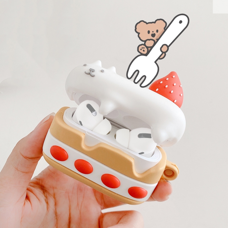 For AirPods Pro Strawberry Kitten Cake Shape Earphone Protective Case For AirPods Pro Strawberry Kitten Cake Shape Earphone Protective Case