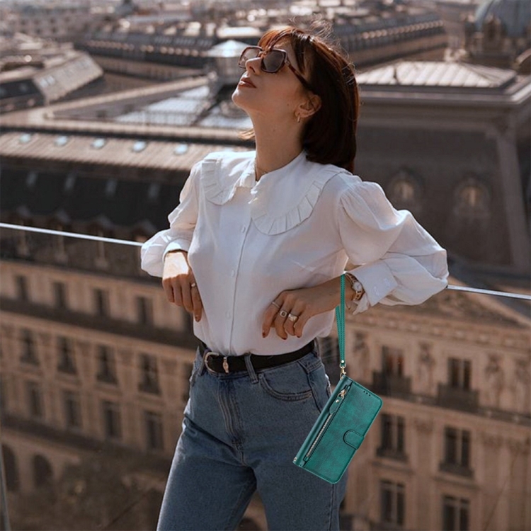 For Samsung Galaxy S24 FE 5G Multi-Card Slots Zipper Wallet Leather Phone Case(Green)