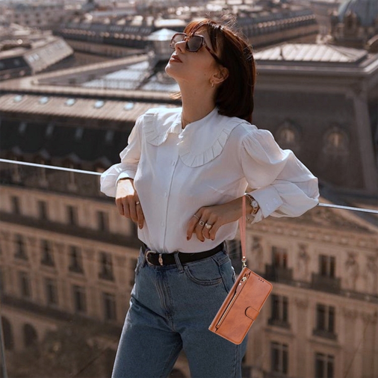 For Samsung Galaxy S24+ 5G Multi-Card Slots Zipper Wallet Leather Phone Case(Brown)