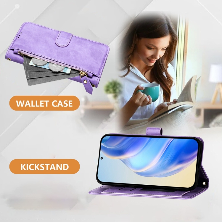 For Samsung Galaxy S25+ 5G Multi-Card Slots Zipper Wallet Leather Phone Case(Purple) For Samsung Galaxy S25+ 5G Multi-Card Slots Zipper Wallet Leather Phone Case(Purple)